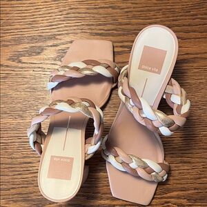 Dolce Vita Women's Braided Sandals - Pink and Cream